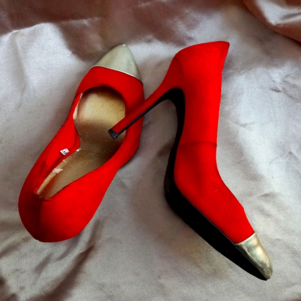 Red Heels with Gold Tips
